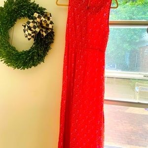 Escapada Size S tangerine, vivid pink and white starfish max dress